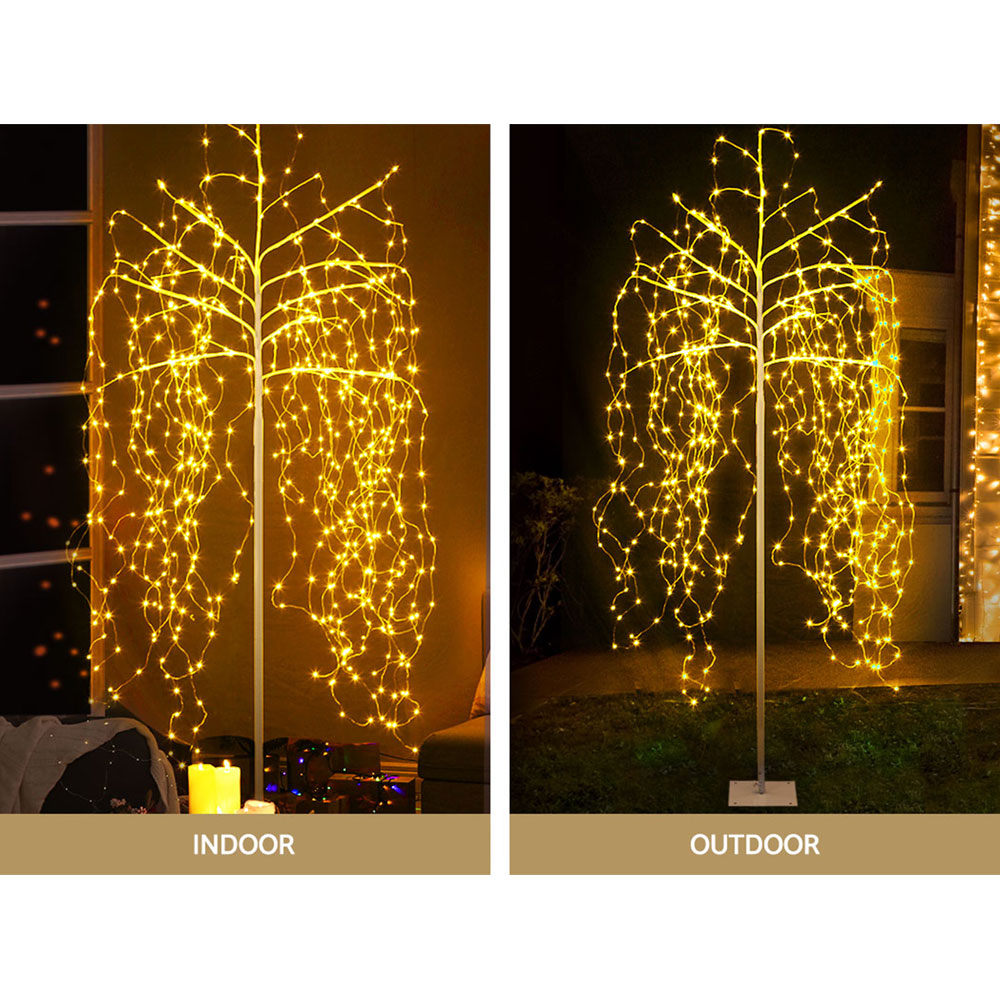 Yellow glowing Led lights in tree shape for garden and Christmas.