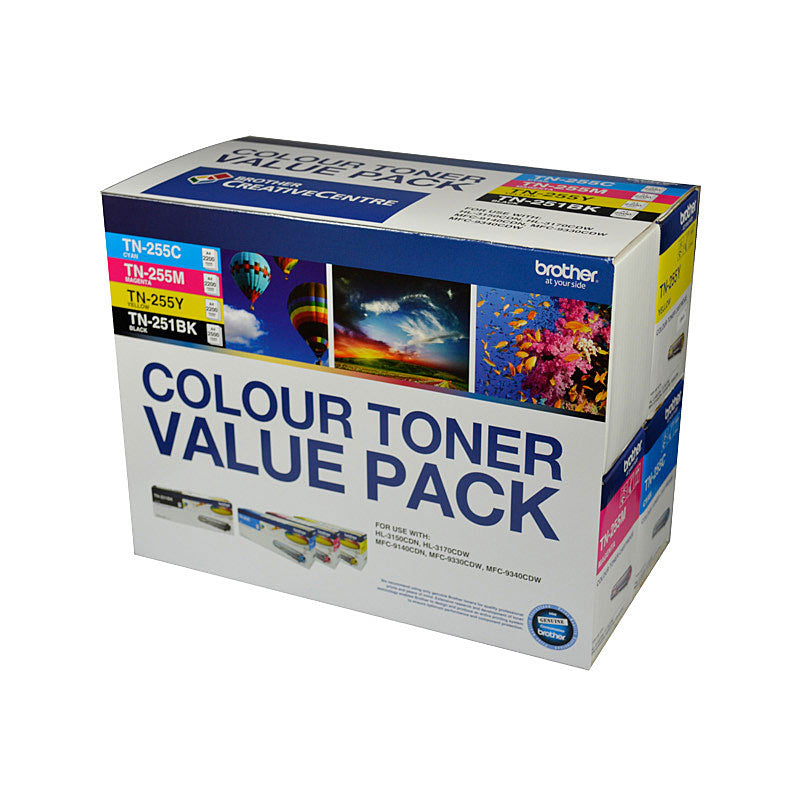 A colour toner value pack suitable for Brother printers toner replacement.