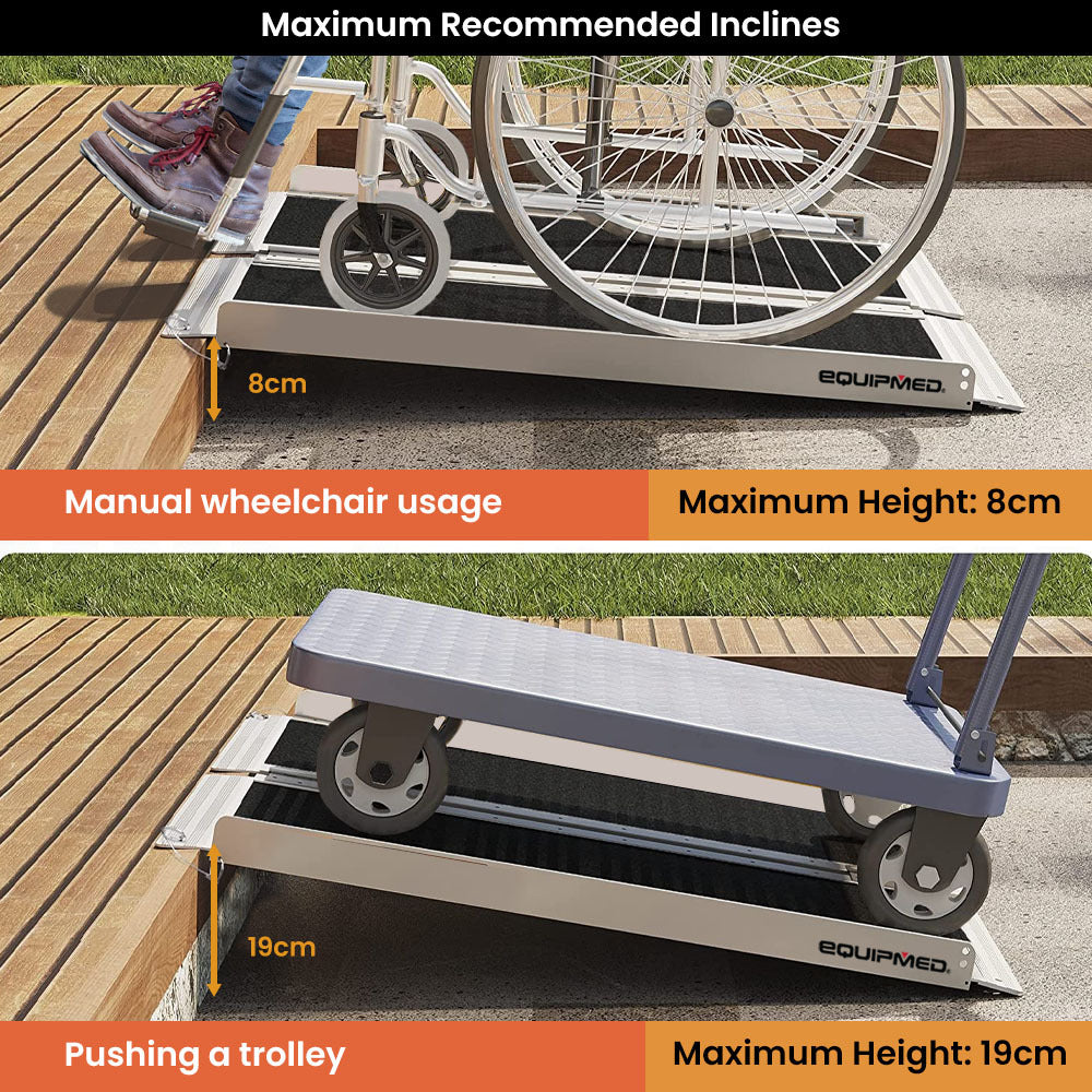 Equipmed aluminium portable wheelchair and trolley ramp