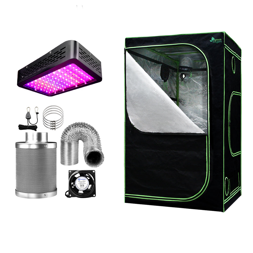 a self contained Hydroponics portable grow tent with LED light and fan ready to grow without weeds.